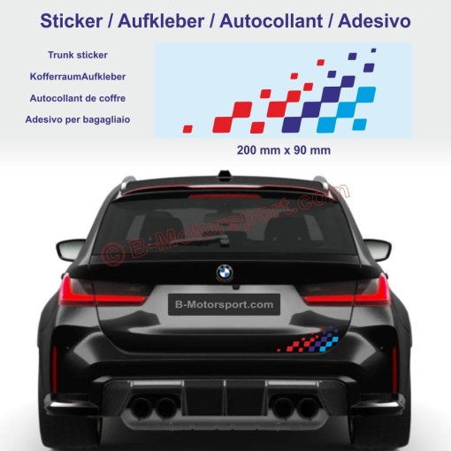 BMW M-Power Rennflagge Aufkleber kompatibel mit allen BMW-Modellen – Version 20 cm