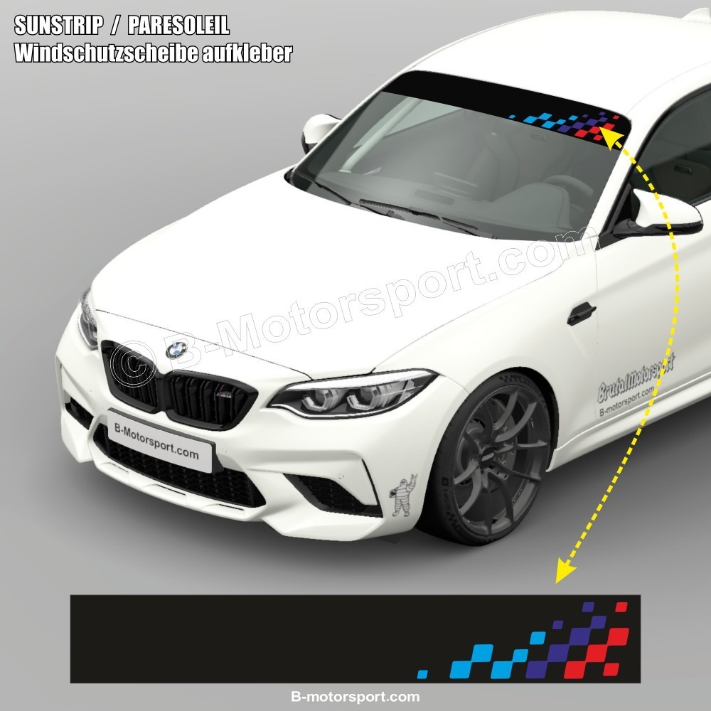 Windshield decal with M-POWER color chequered flag for all BMW MOTORSPORT