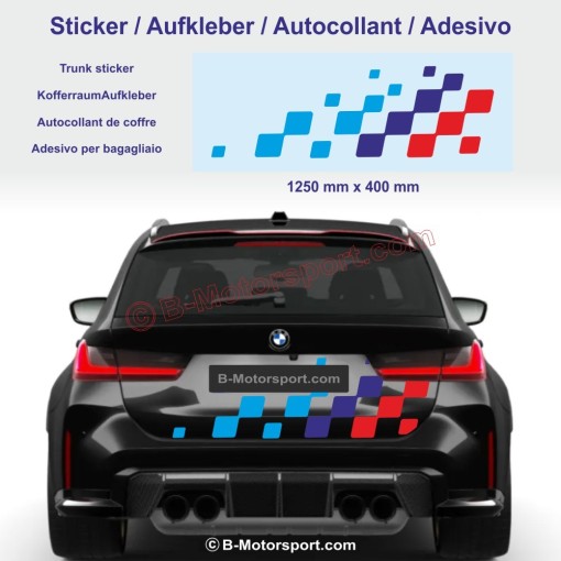 BMW M-Power Rennflagge Aufkleber kompatibel mit allen BMW-Modellen – Version 125 cm