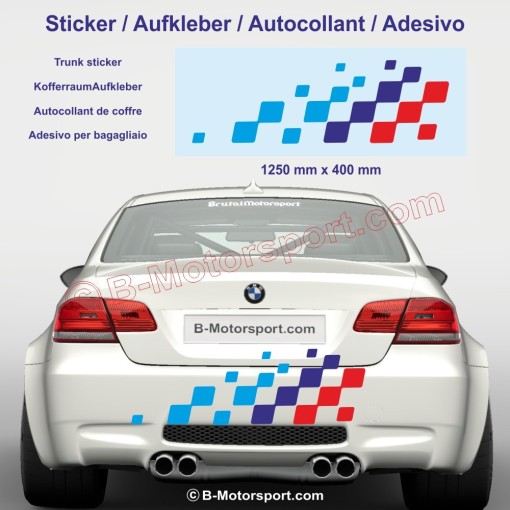 BMW M-Power Rennflagge Aufkleber kompatibel mit allen BMW-Modellen – Version 125 cm