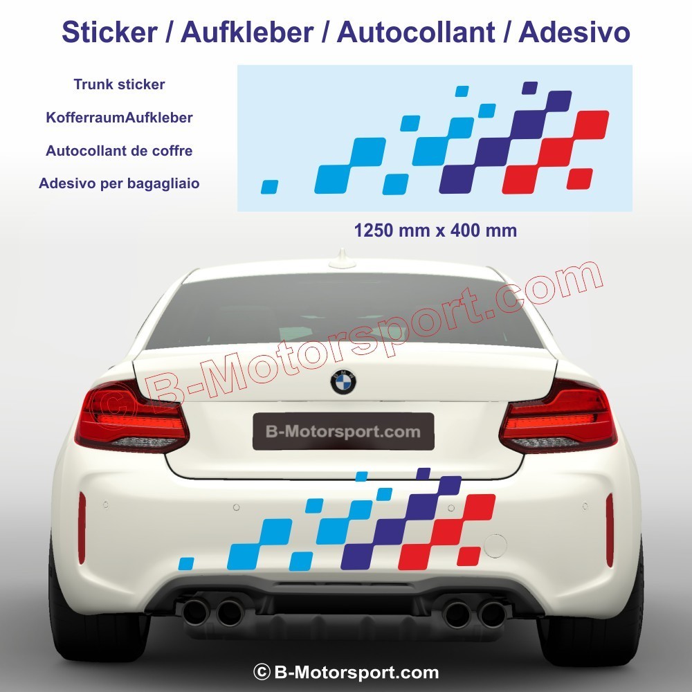Adesivo a scacchi BMW M-Power compatibile con tutti i modelli BMW - Versione 125 cm
