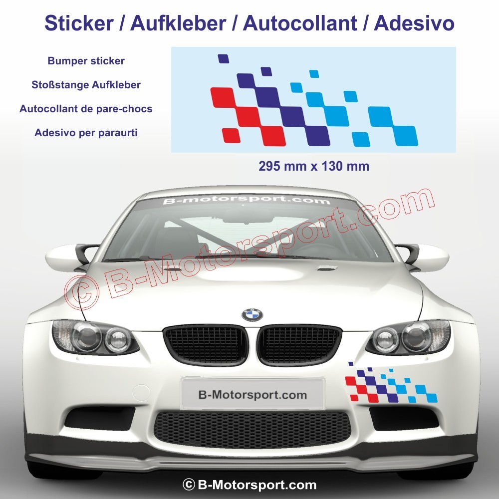 30 cm BMW M-Power Rennflagge Aufkleber kompatibel mit allen BMW-Modellen