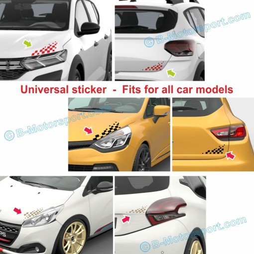 Chequered flag sticker decal for AUDI - 1 sticker for the hood and 1 for the trunk