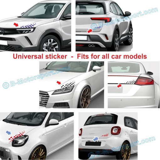 Schachbrett Aufkleber für alle KIA - 1 Aufkleber für die Motorhaube und 1 für den Kofferraum