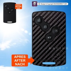 Carbon Look sticker 4 buttons Key for Renault