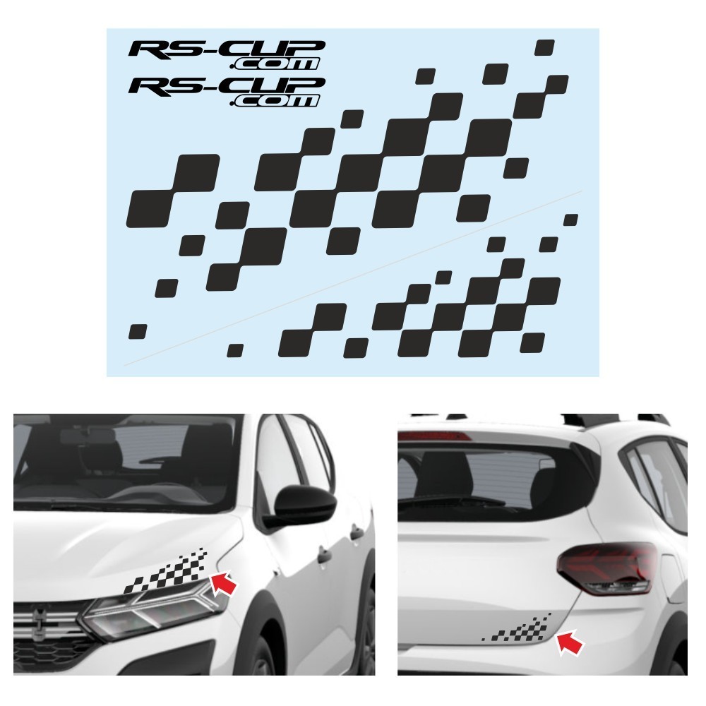 Chequered flag for DACIA  sticker decal for bonnet and rear trunk