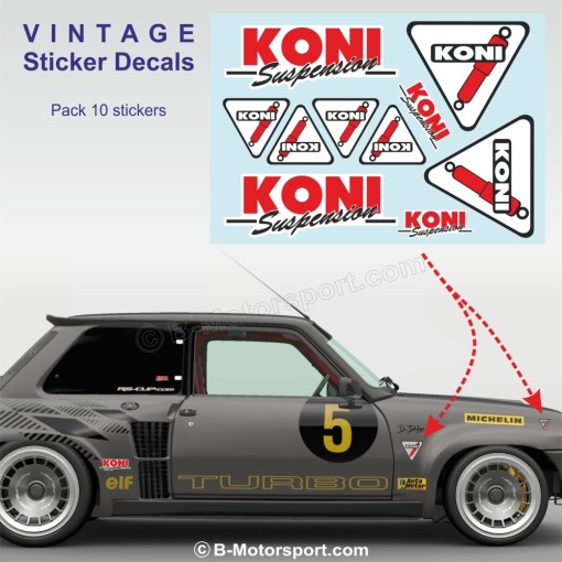 KONI Suspension - Set di 10 adesivi vintage