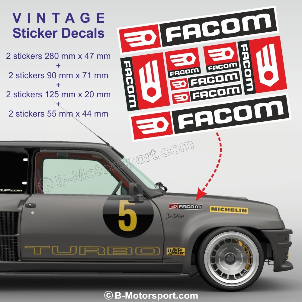 FACOM - Set di 8 adesivi vintage