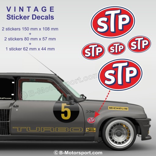 STP RACING - Set di 5 adesivi vintage