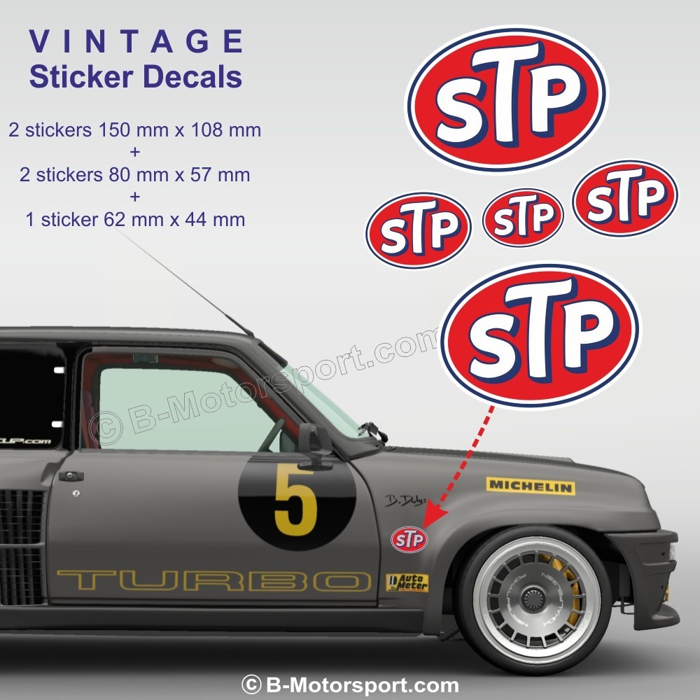 STP RACING - Set mit 5 Vintage-Aufklebern