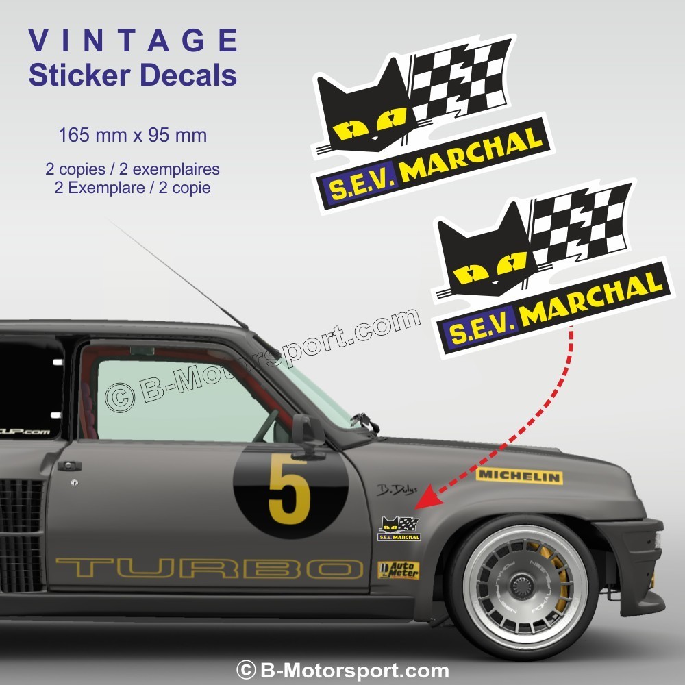 S.E.V. Marchal – Set di 2 adesivi vintage 16.5 cm