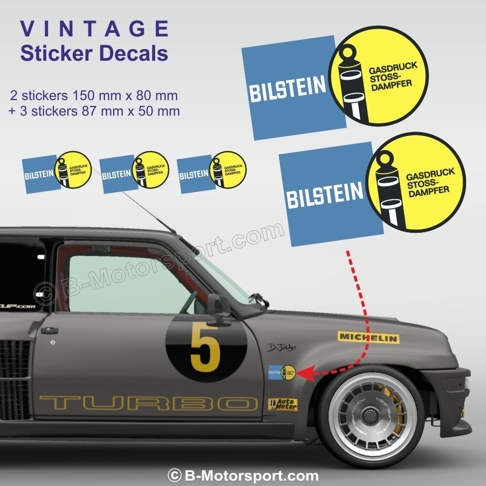 BILSTEIN - Set di 5 adesivi vintage