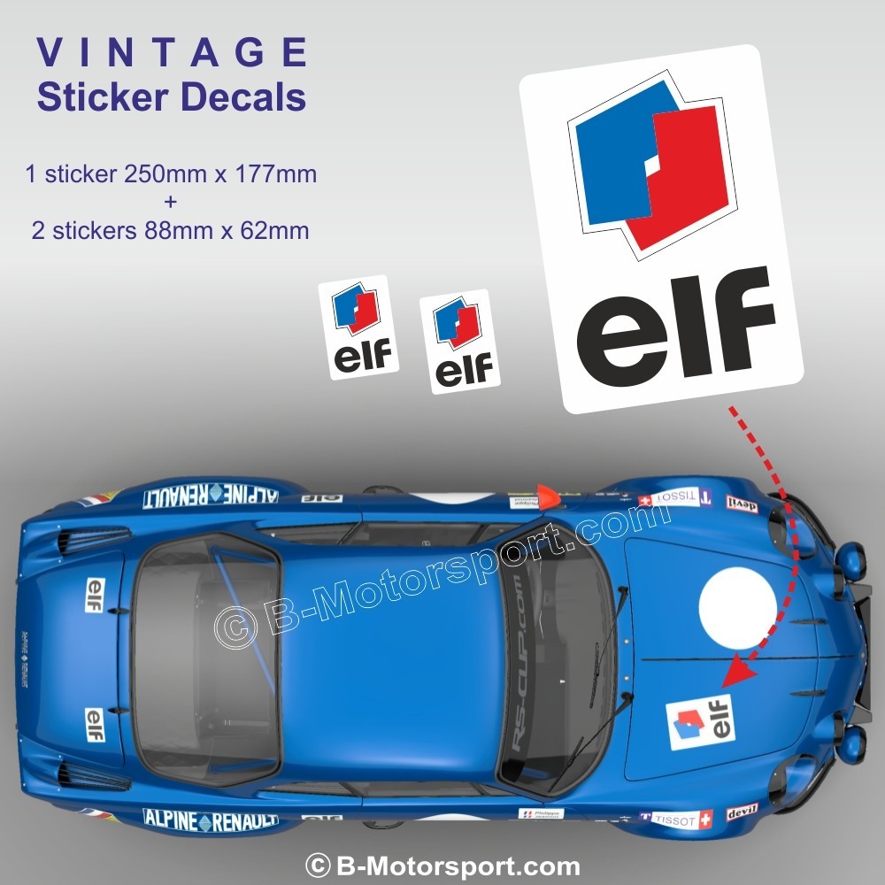 ELF - Lot de 3 autocollants vintage