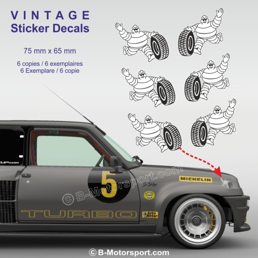 MICHELIN - Lot de 6 autocollants vintage