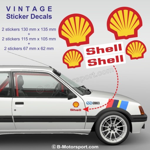 SHELL - Lot de 6 autocollants vintage