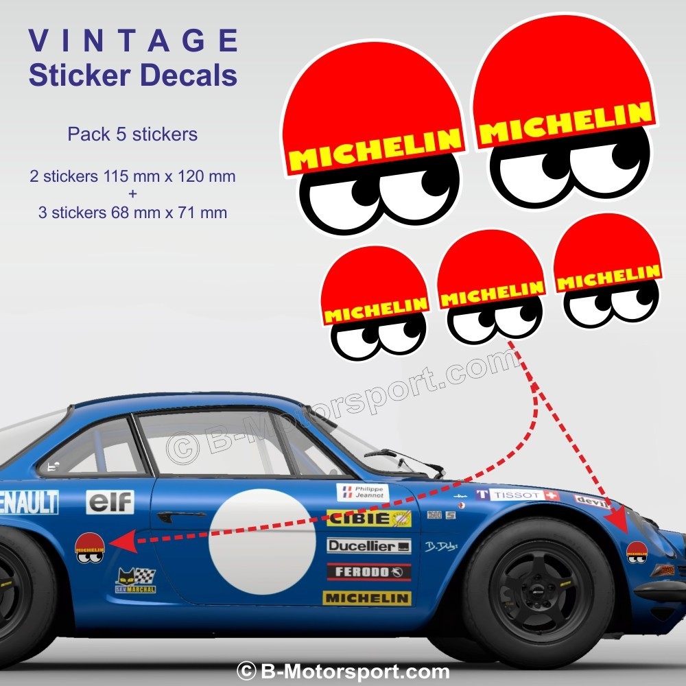 MICHELIN - Lot de 5 autocollants vintage