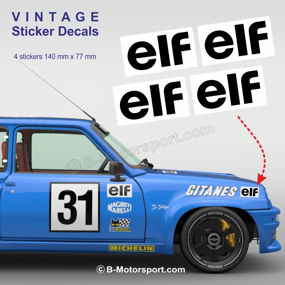ELF - Set mit 4 Rennen-Aufklebern  14 cm