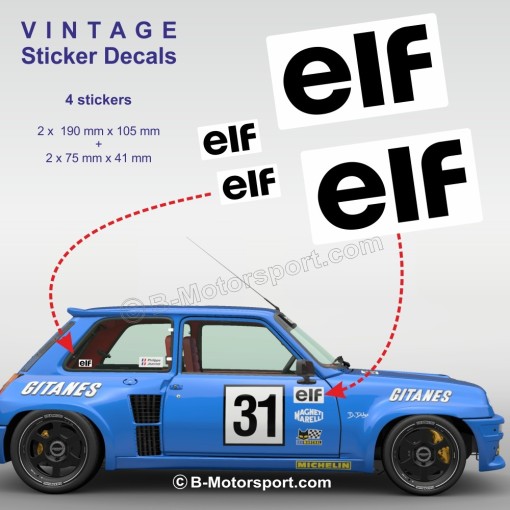 ELF - Lot de 4 autocollants vintage