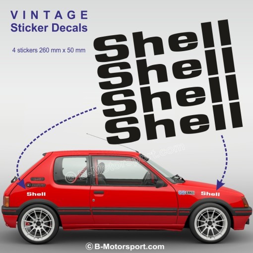 SHELL - Lot de 4 autocollants vintage