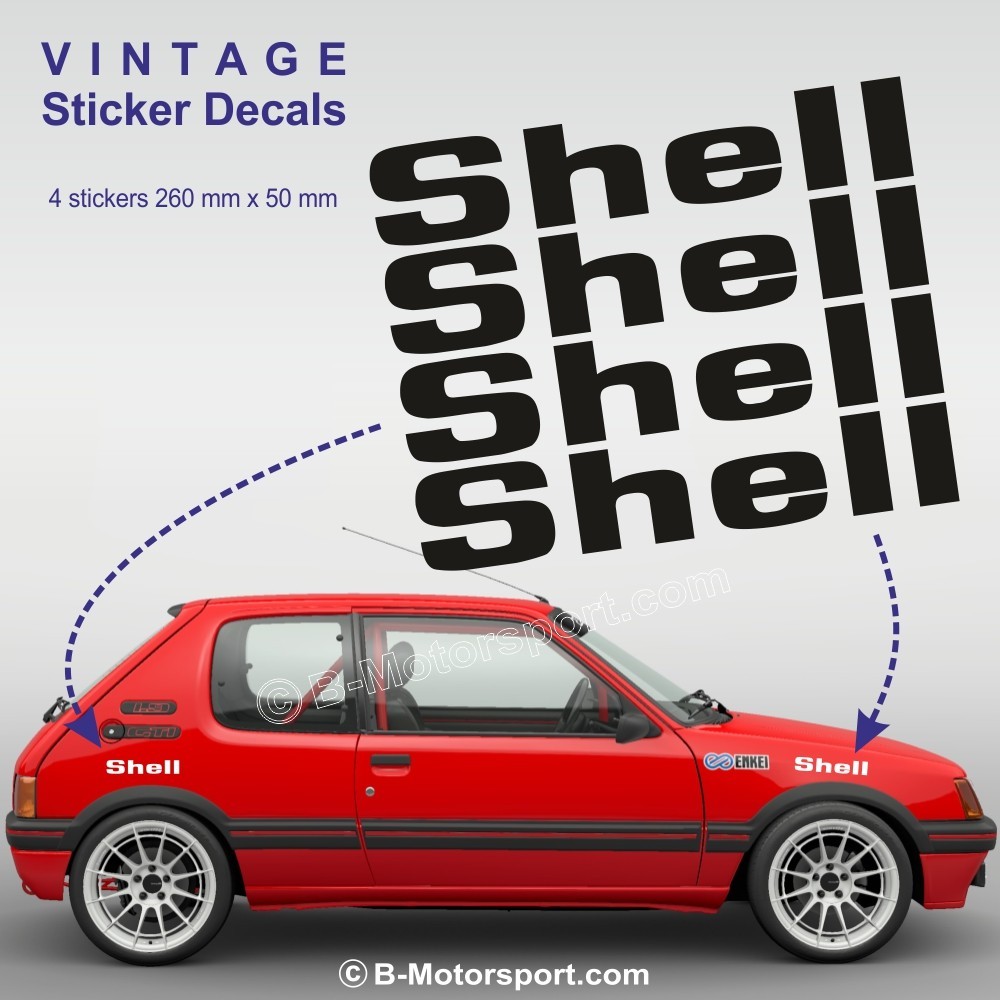 SHELL - Set di 4 adesivi Vintage