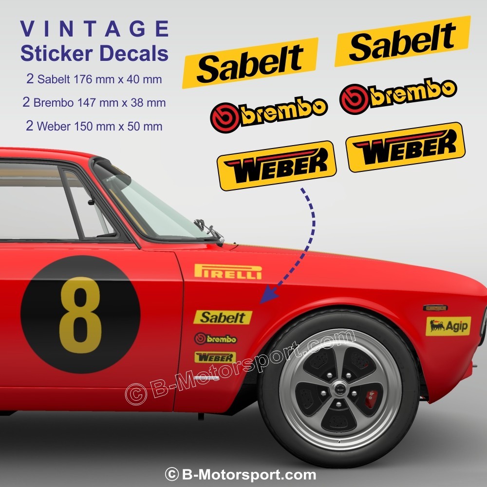 SABELT BREMBO WEBER - Set di 6 adesivi Vintage