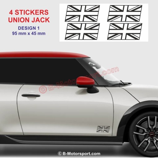 UNION JACK - Pack de 4 stickers pour MINI COOPER WORKS - Design 1
