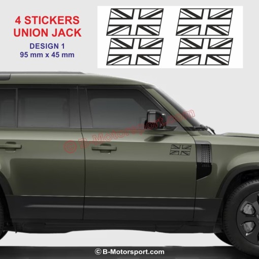 UNION JACK - Set di 4 adesivi per LAND-ROVER - Design 1
