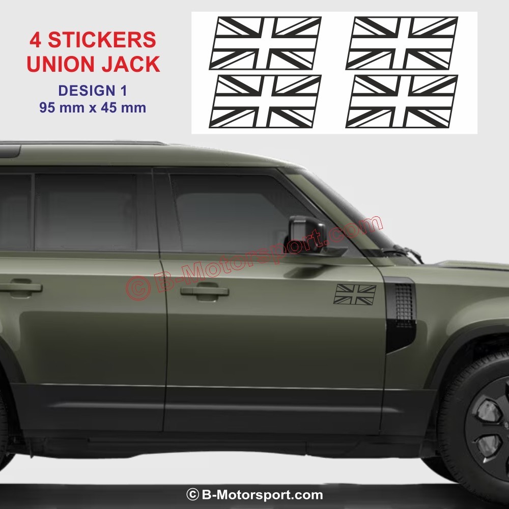 UNION JACK - Set di 4 adesivi per LAND-ROVER - Design 1