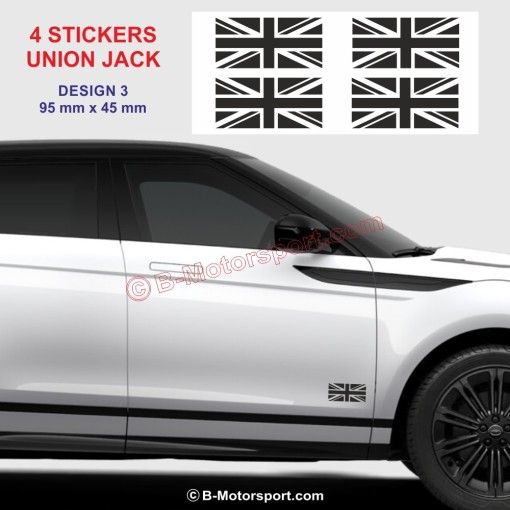 UNION JACK - Pack de 4 stickers pour RANGE-ROVER - Design 3