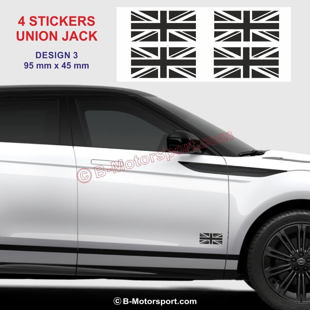 UNION JACK - Pack de 4 stickers pour RANGE-ROVER - Design 3