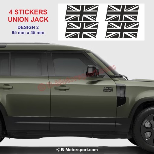 UNION JACK - Pack de 4 stickers pour LAND-ROVER - Design 2
