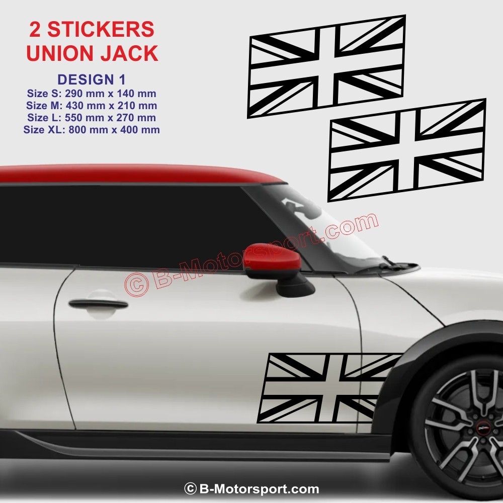 UNION JACK - Set di 2 adesivi per MINI COOPER WORKS - Design 1