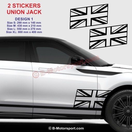 UNION JACK - Pack de 2 stickers pour RANGE ROVER - Design 1