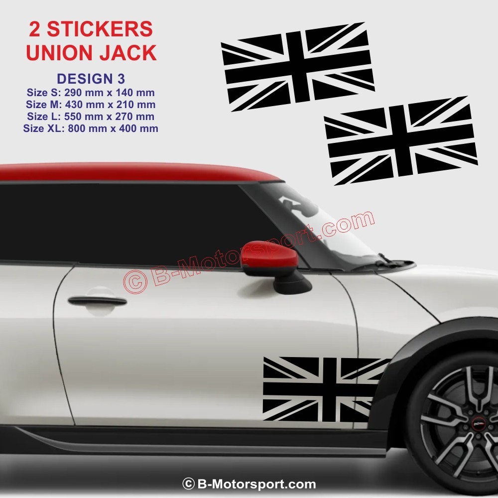 UNION JACK - Set of 2 stickers decals for MINI COOPER WORKS - Design 3