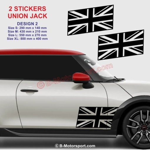 UNION JACK - Pack de 2 stickers pour MINI COOPER WORKS - Design 2