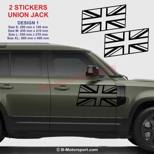 UNION JACK - 2 aufkleber für LAND-ROVER - Design 1