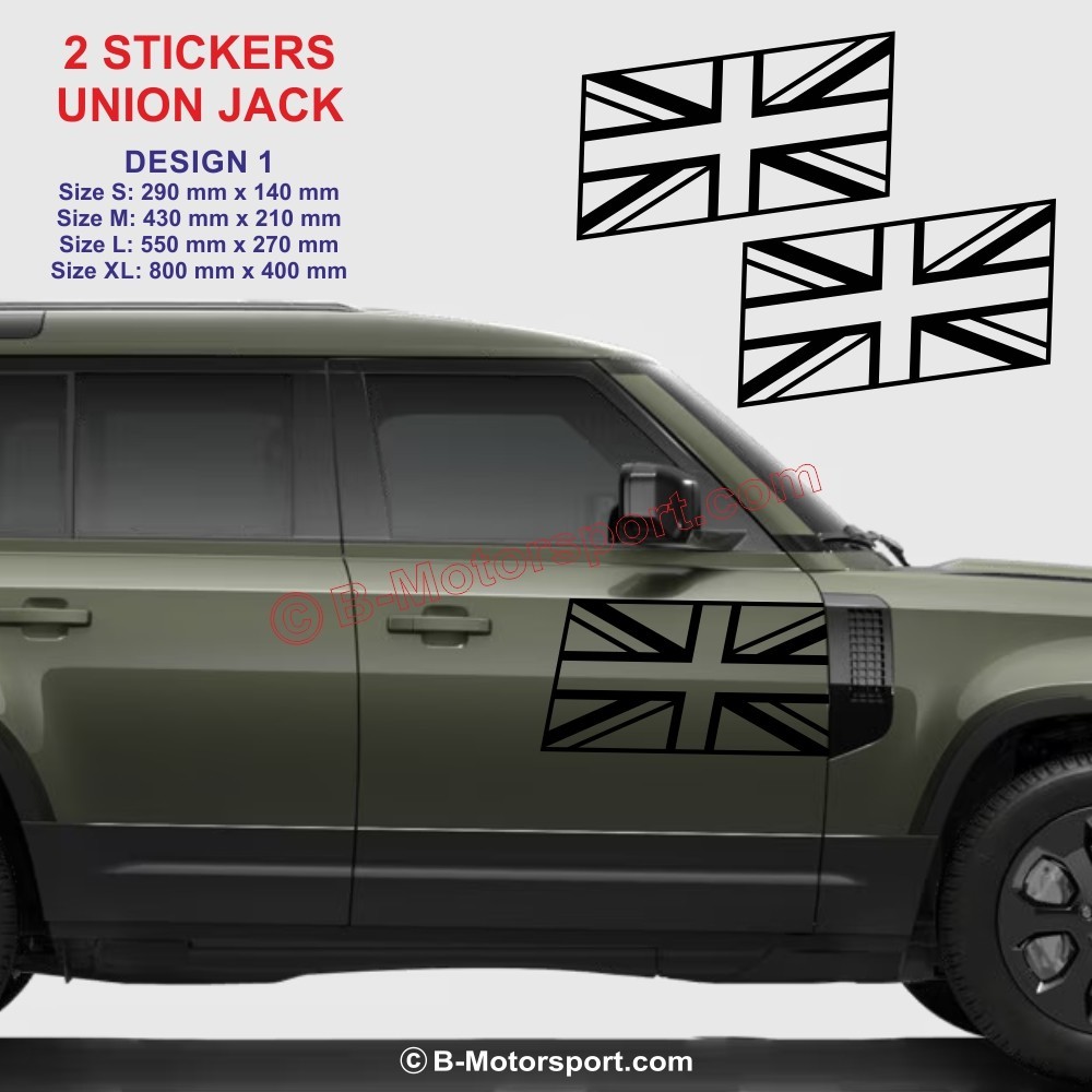UNION JACK - Set of 2 stickers decals for LAND-ROVER - Design 1