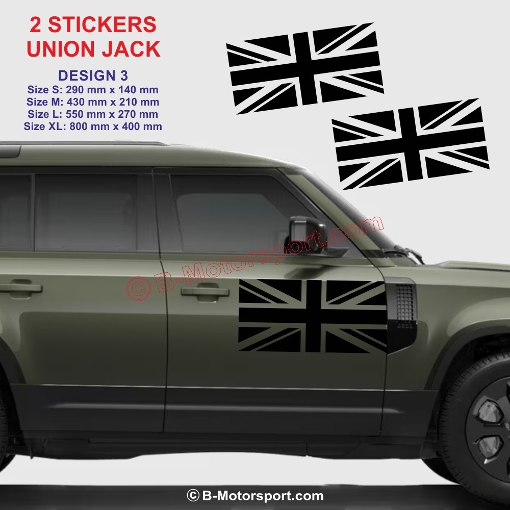 UNION JACK - Set di 2 adesivi per LAND-ROVER - Design 3