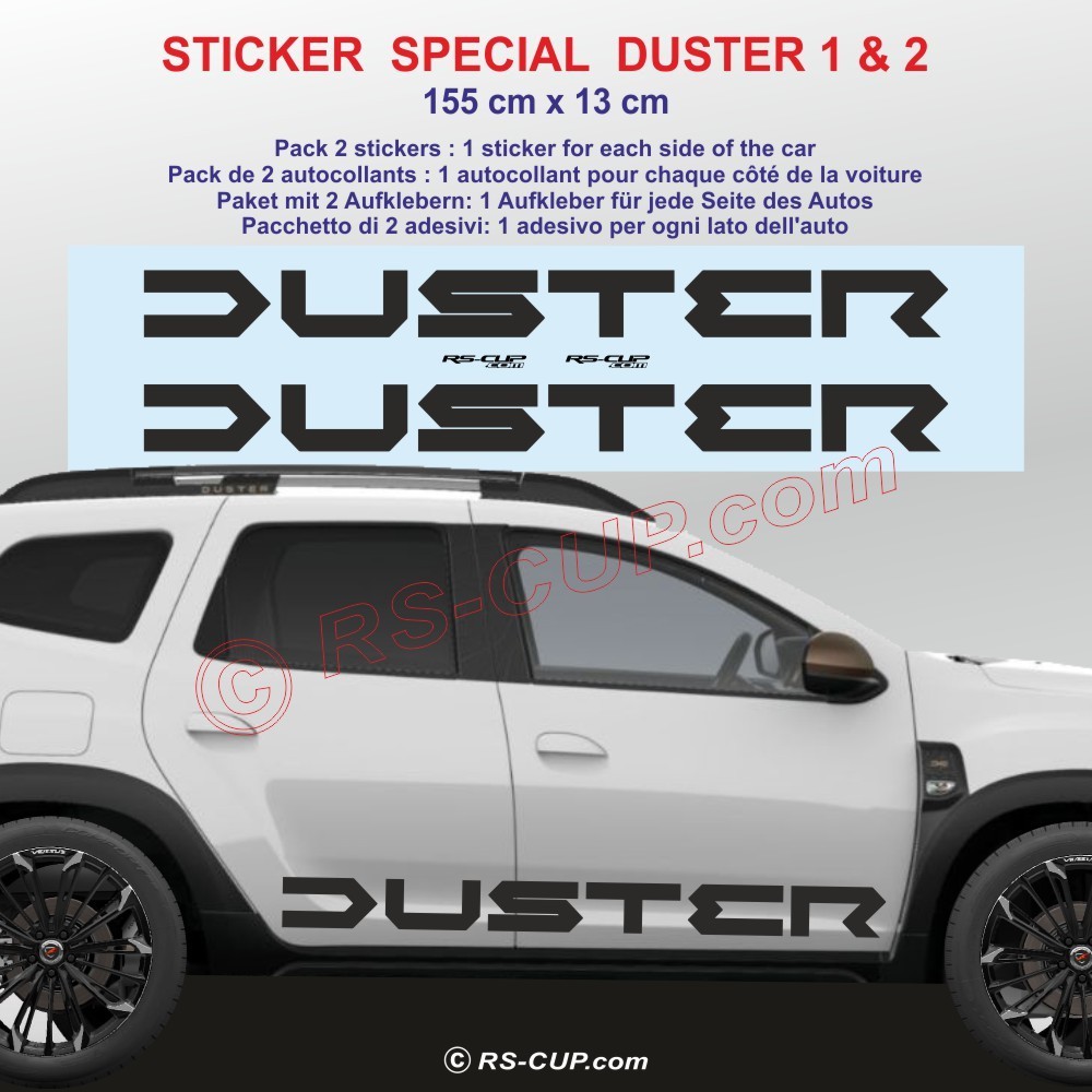 DUSTER 1 & 2  - 2 side skirt sticker decals for Dacia - Design 1
