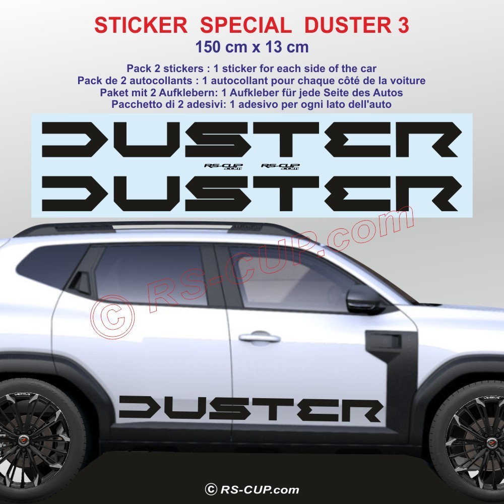 DUSTER 3  - 2 side skirt sticker decals for Dacia - Design 1