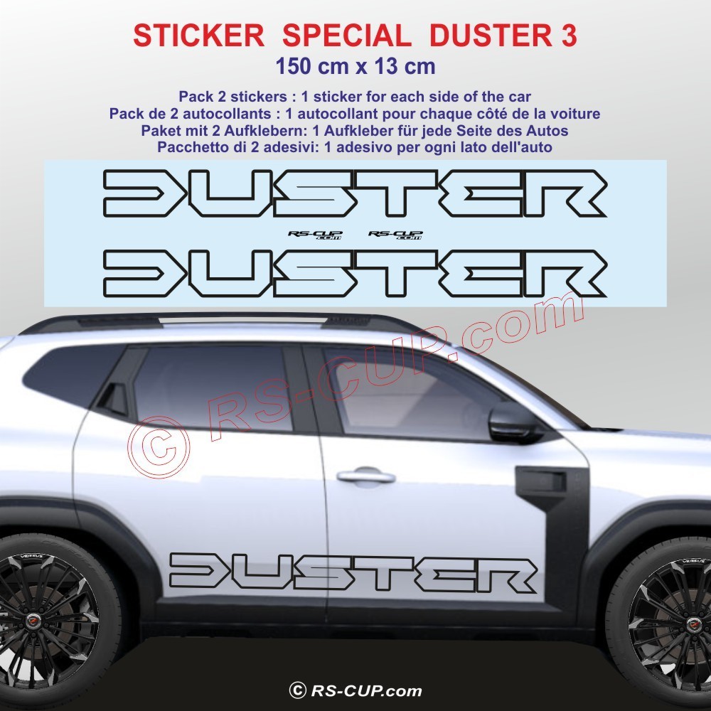 DUSTER 3 - Pack de 2 stickers bas de caisse pour Dacia - Design 2