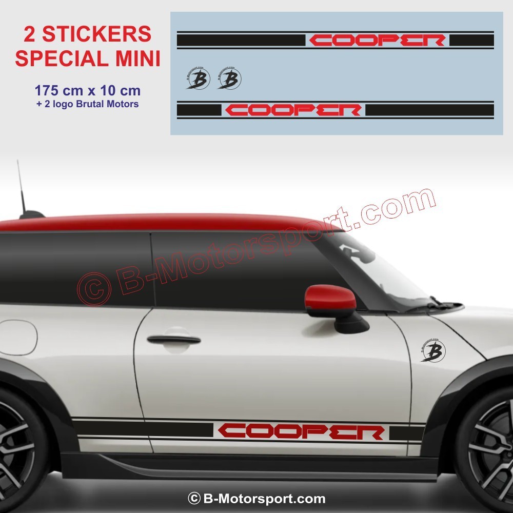 COOPER - 2 side skirt sticker decals for MINI - Design 4