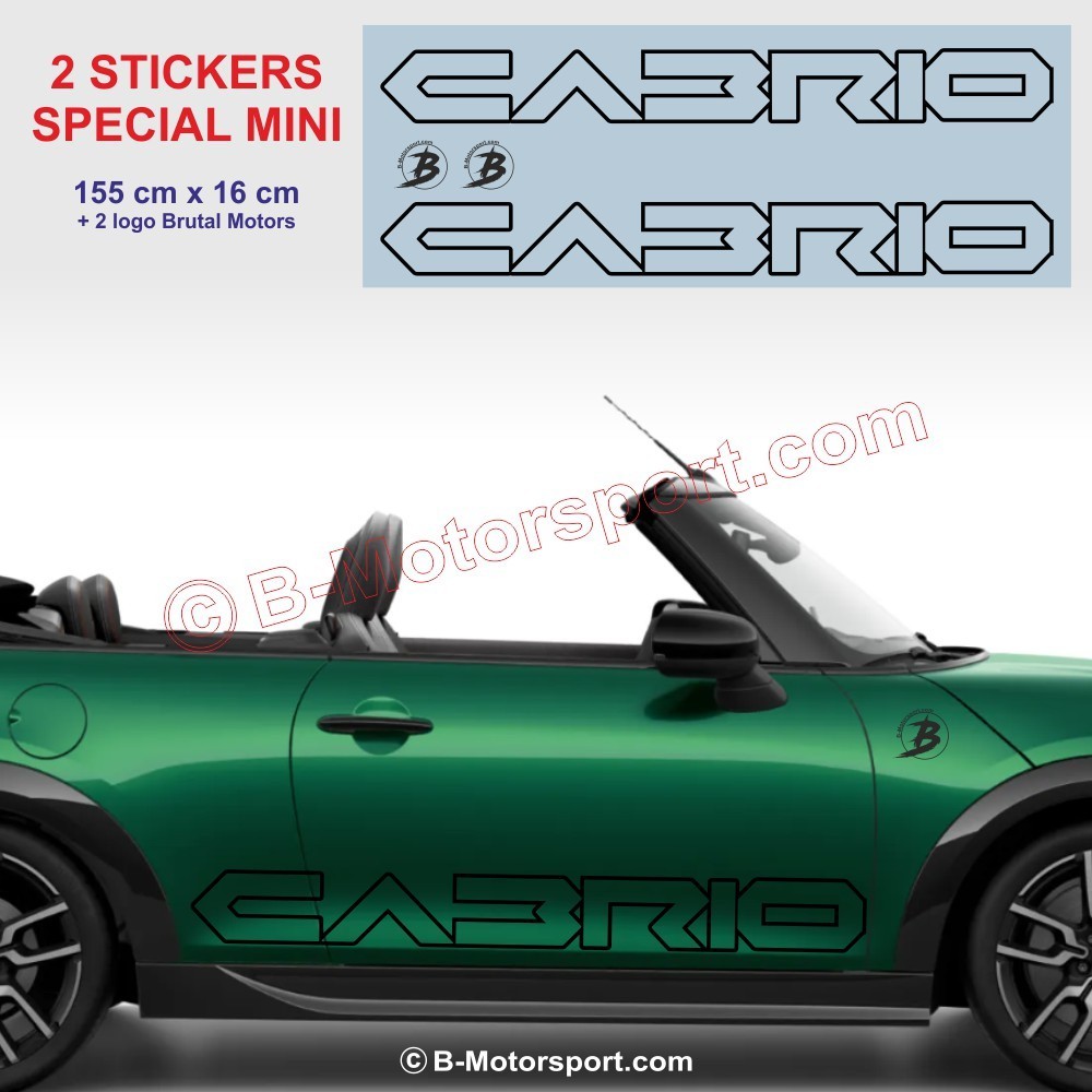 CABRIO COOPER - Pack de 2 stickers bas de caisse pour Mini Cooper - Design 2