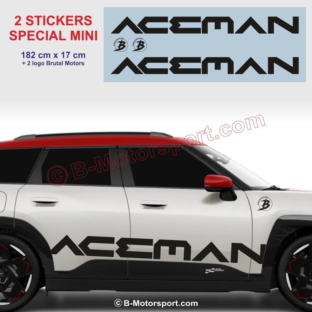ACEMAN - Pack de 2 stickers bas de caisse pour Mini Cooper - Design 1