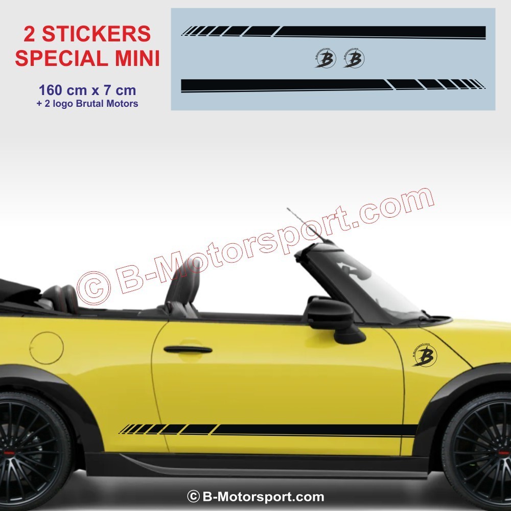 Bandes Sport - Pack de 2 stickers bas de caisse pour toutes Mini - Design 1