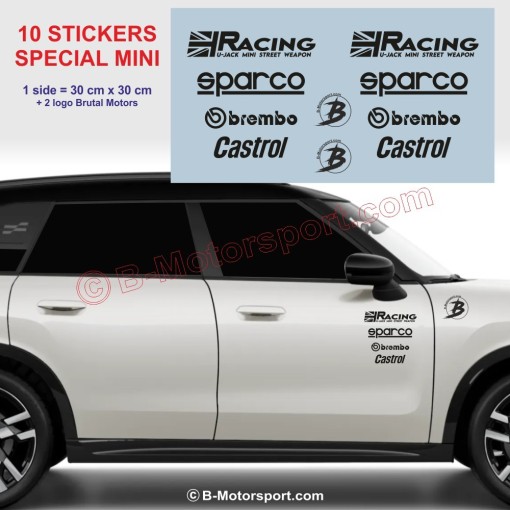 RACING U-JACK MINI WEAPON - Pack de 10 stickers pour toutes Mini