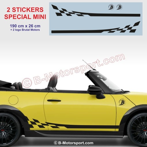 Racing Stripes - 2 side skirt sticker decals for all MINI - Design 2