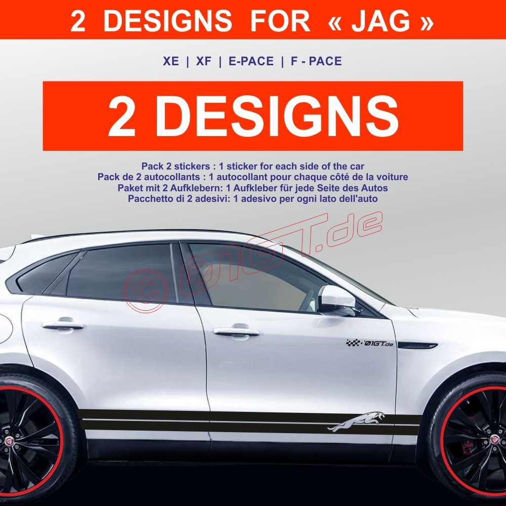 Bandes Sport - Pack de 2 stickers bas de caisse pour JAGUAR E-PACE
