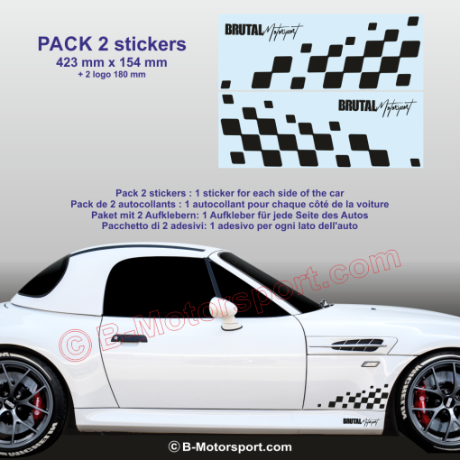 BMW Z3 Z4 -  2 Schachbret Seitenstreifen Aufbleber 42 cm