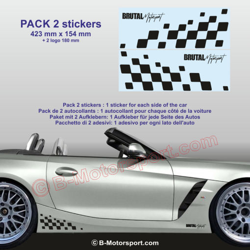 BMW Z3 Z4 -  2 Schachbret Seitenstreifen Aufbleber 42 cm